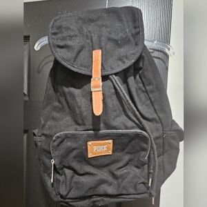 PINK Victoria's Secret Black Backpack with Brown Accents